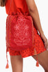 Embroidered Bucket bag in cotton with shoulder strap